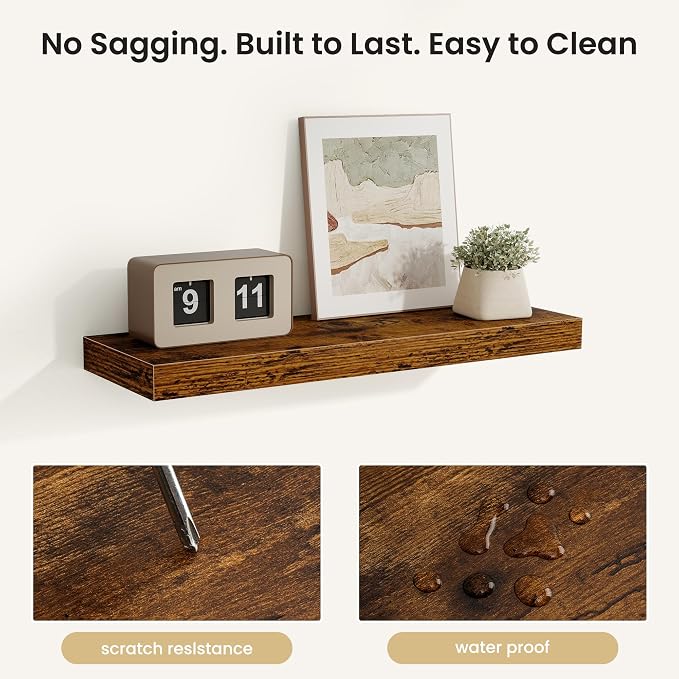 Fun Memories Floating Shelves for Wall, Rustic Wood Wall Mounted Shelves for - Image 4