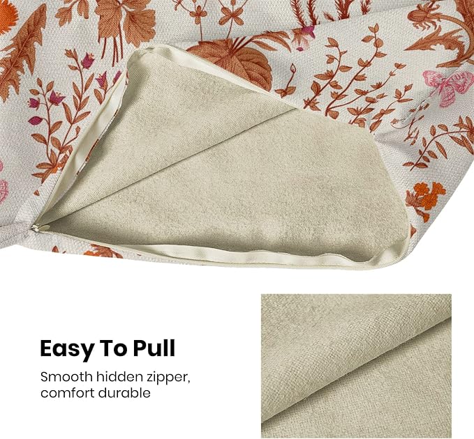 AEIOAE Fall Pillow Covers 18x18 Inch Set of 2, Burnt Orange Wild Flower Plant - Image 5