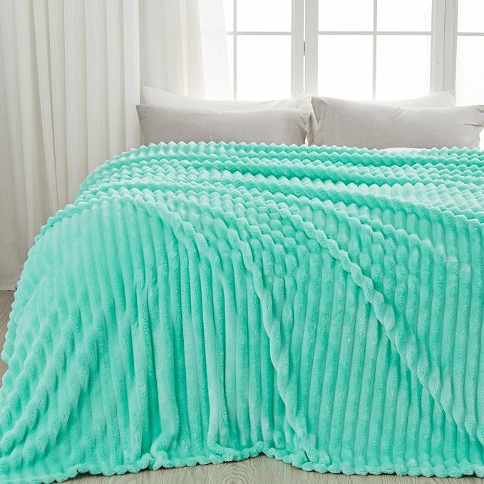 NEWCOSPLAY Super Soft Twin Blanket Aqua Premium Silky Flannel Fleece 3D Ribbed - Image 9