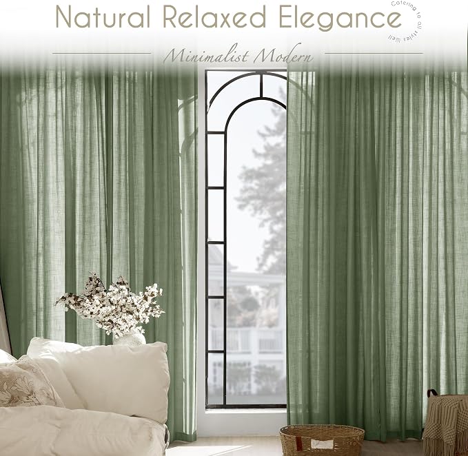 Olive Green Curtains 96 inch Length 2 Panels - Image 6