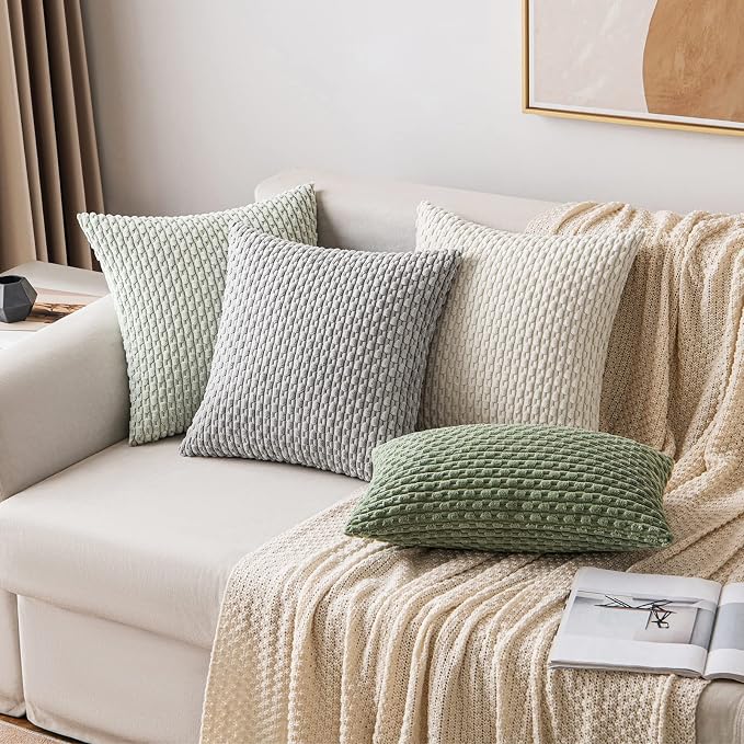 MIULEE Pack of 2 Decorative Throw Pillow Covers 16x16 Inch Soft Boho Striped - Image 4