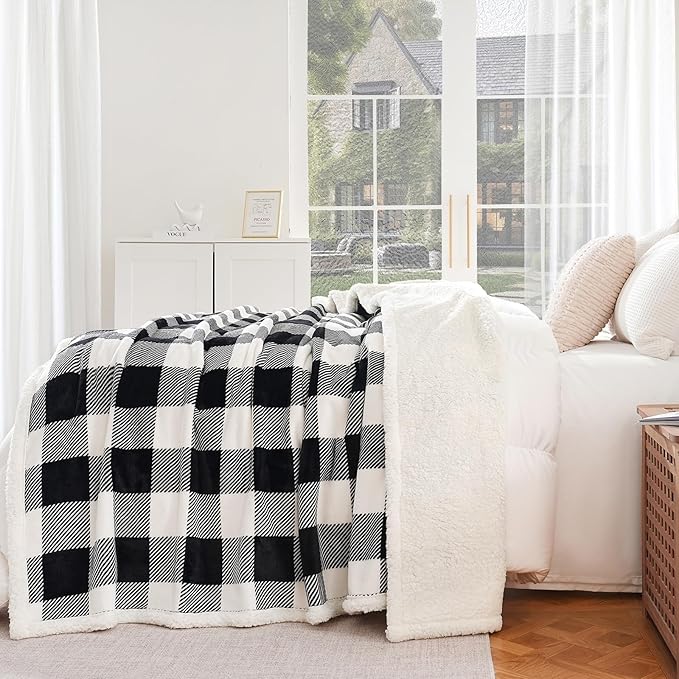 PU MEI Sherpa Fleece Throw Blanket 80" x 90" Reversible Plush Fluffy Large Big - Image 2