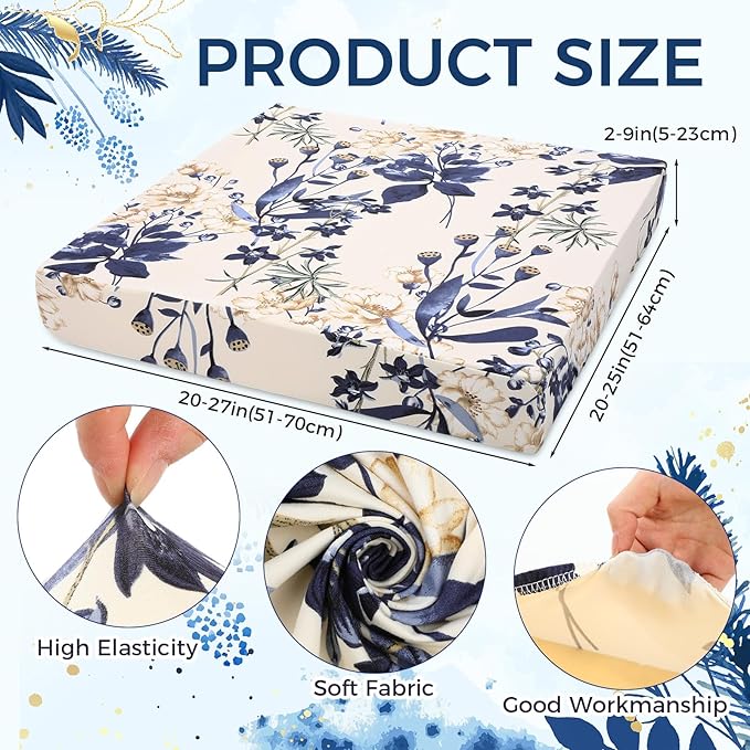 Tegeme 8 Pcs Stretch Printed Sofa Cushion Covers Outdoor Floral Couch Covers - Image 2