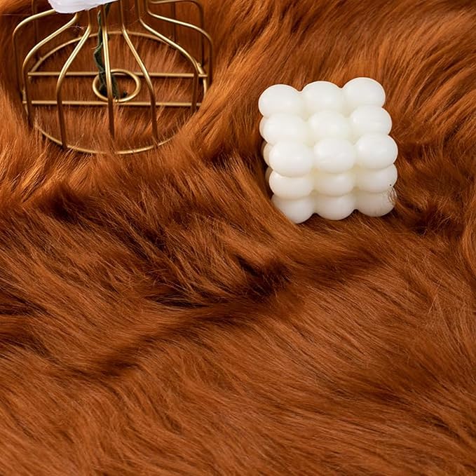 Faux Fur Rug Runner 2x6 ft Caramel - Image 8