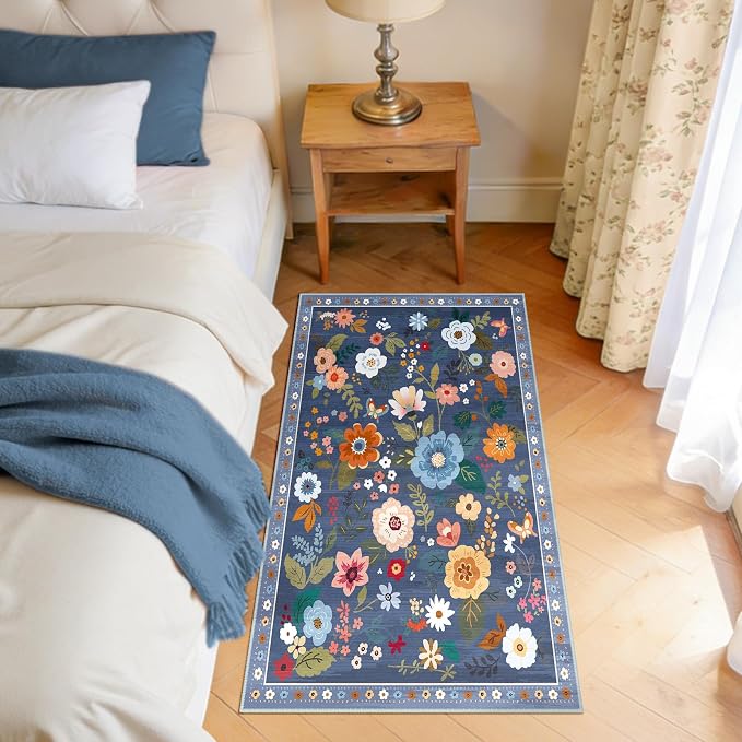 RELEANY Floral Nursery 2x4 Area Rugs Washable Print Boho Cute Carpet Non Slip - Image 8