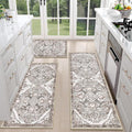 HEBE Farmhouse Kitchen Rugs Sets of 3 Non Slip Washable Boho Kitchen Rugs and by HEBE