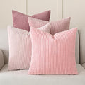 Volcanics Set of 4 Pink Corduroy Decorative Couch Throw Pillow Covers 18x18 Inch by Volcanics