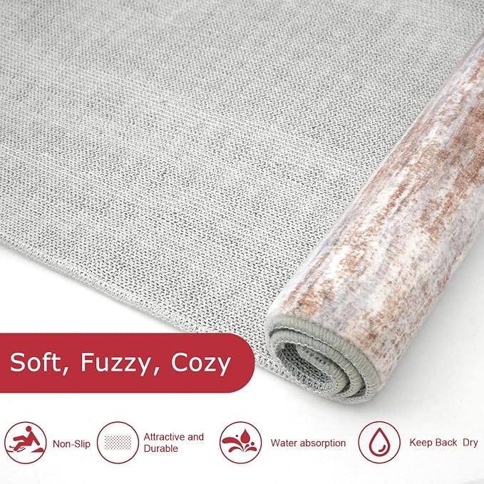 KOZYFLY Modern Abstract Small Area Rugs 2x3, Washable Kitchen Rug Non-Slip Soft - Image 6