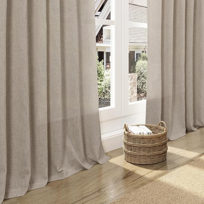 Nanspring Living Room Curtains 63 Inch Length Linen Blend Cobblestone Light - Image 5