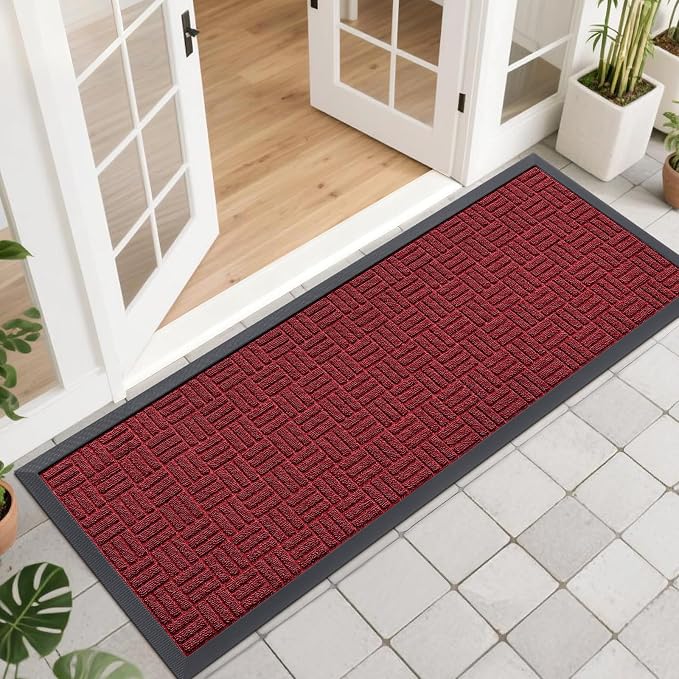 OLANLY Front Door Mat Outside Entrance 47x17, Heavy Duty Sturdy Natural Rubber by OLANLY