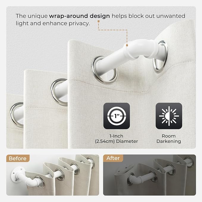 Zeerobee Curtain Rods for Windows 66 to 120, 1 Inch Industrial Wrap Around - Image 3