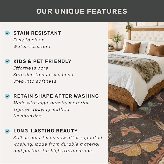 5x8 Brown Rugs for Living Room, Soft Boho Rugs for Bedroom, Non Slip Dining - Image 6