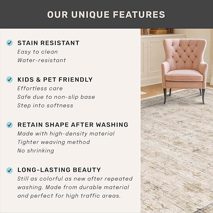 Washable 2x8 Runner Rugs for Hallway Non Slip, Stain Resistant Farmhouse - Image 5