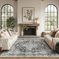 4x6 Area Rugs for Living Room, Small Washable Black Rugs, Entryway Non Slip Rug by OHWPEAT