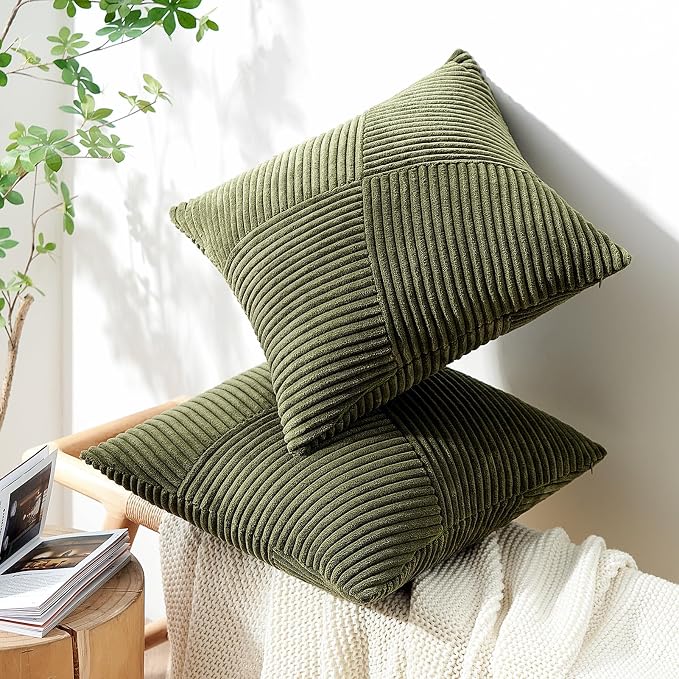 Topfinel 12x12 Inch Olive Green Decorative Throw Pillow Covers Set of 2 - Image 3