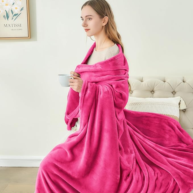 BEDELITE Fleece Blankets Queen Size Hot Pink Throw Blankets - Image 8