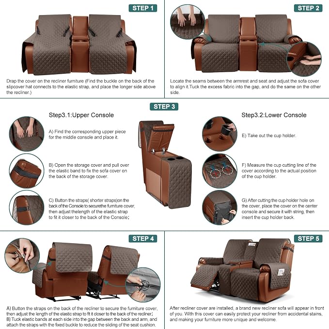 Ruaozz Waterproof Loveseat Recliner Cover - Image 7