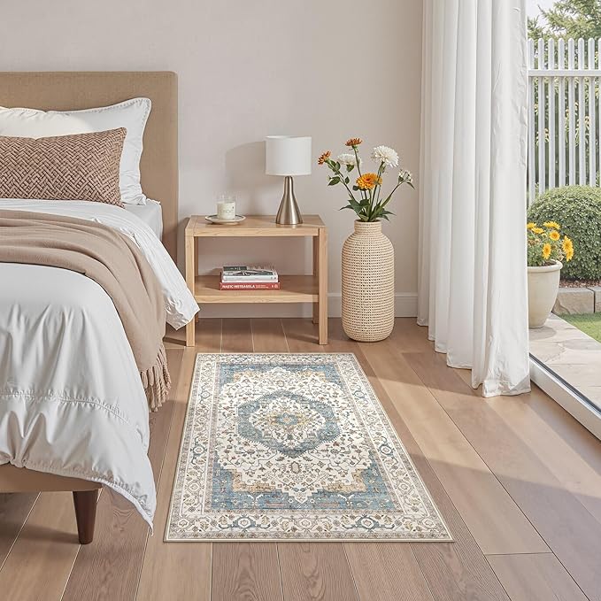 3x5 Washable Entryway Rug: Non-Slip Soft Vintage Floral Indoor Area Rug - Image 5