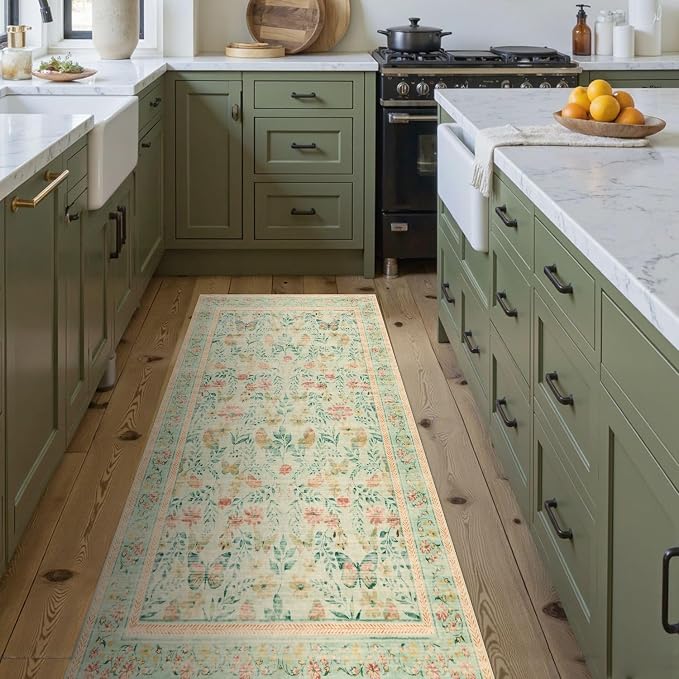 Rugxara 2x5 Floral Runner Rug, Washable Runners - Image 2