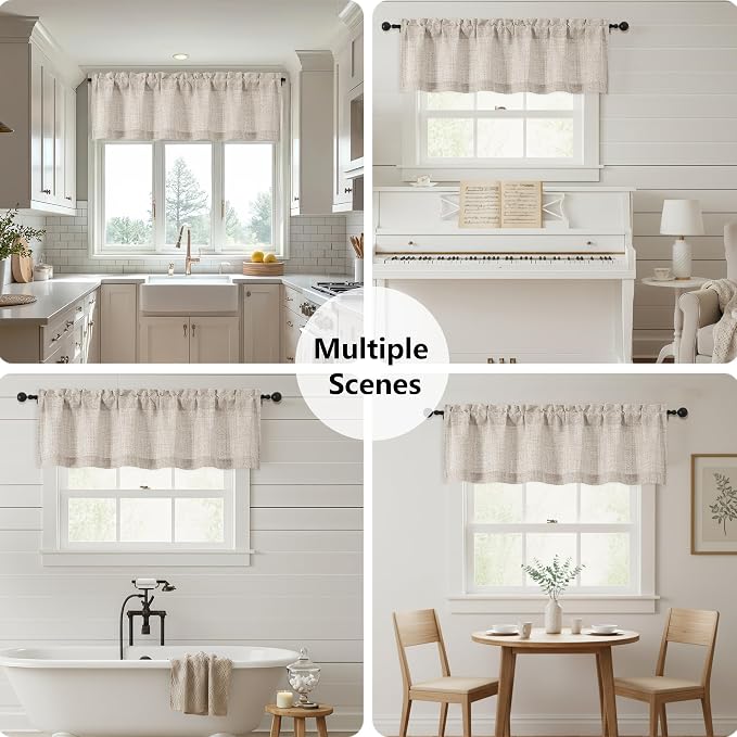 OWENIE Linen Valances for Windows 1 Pcs 22 Inch Length, Light Filtering - Image 7
