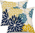 DFXSZ Blue Yellow Flower Pillow Covers 16x16 Inch Set of 2 Outdoor Throw by DFXSZ