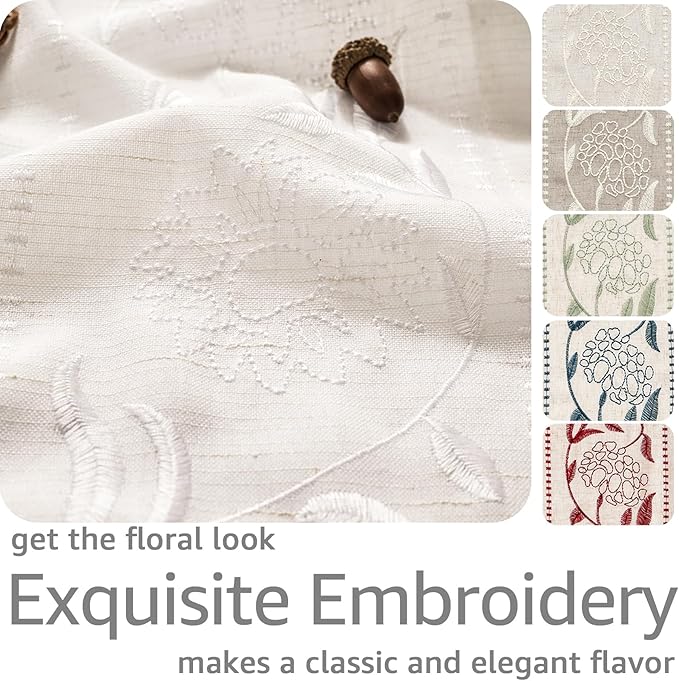 jinchan Winslow Linen Curtains for Bedroom 96 Inches Length Embroidered - Image 4