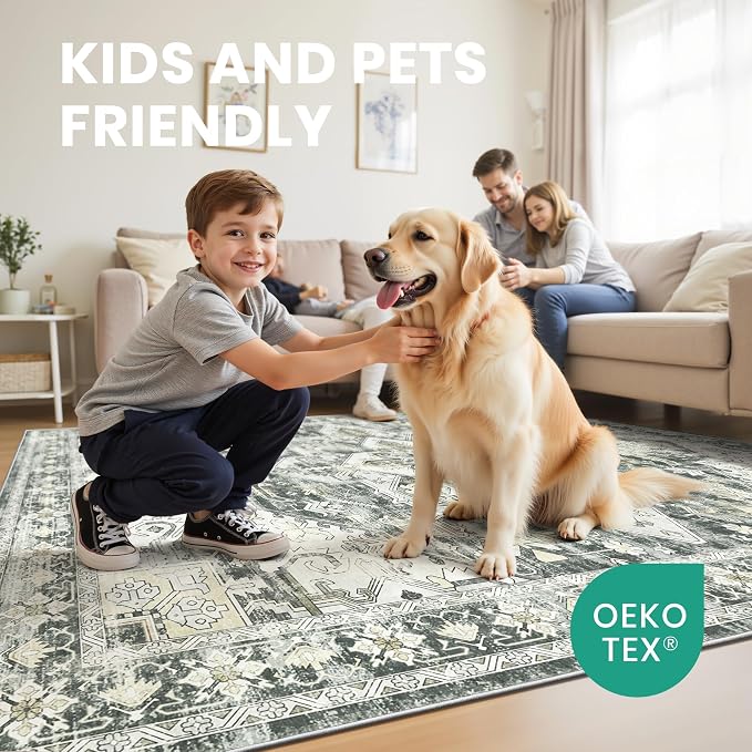 zesthome 9x12 Area Rugs, Stain Resistant Washable Rug, Ultra-Thin Rugs - Image 7