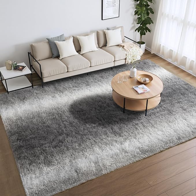 Meralax Gradient 4x6 Grey Rugs for Living Room Bedroom, Machine Washable Soft - Image 3