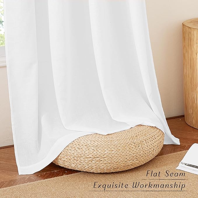 NICETOWN White Window Curtains 63 inches Long, Grommet Linen Blend Drapes - Image 7