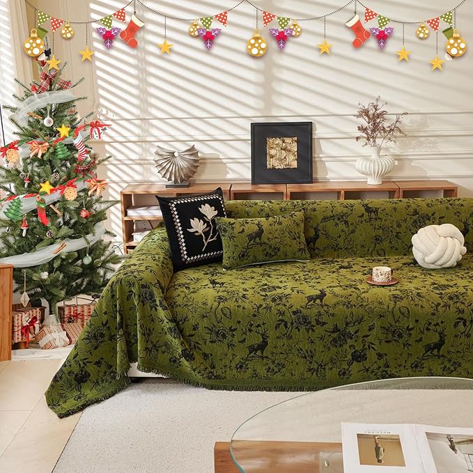 ROOMLIFE Green Sofa Cover, Vintage Boho Couch Cover - Image 8
