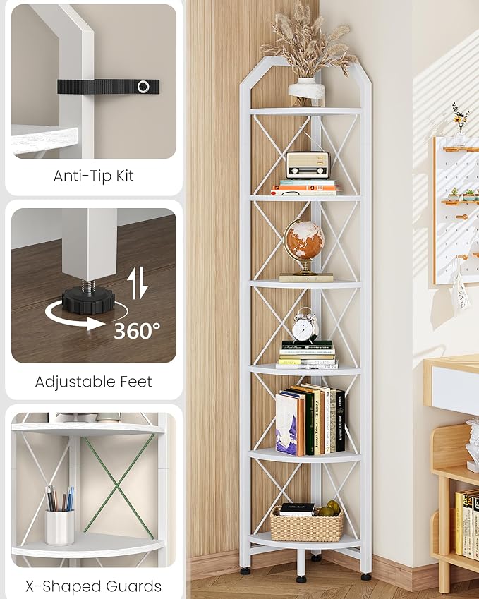 CHOEZON 6-Tier Industrial Corner Shelf, 71.2" Corner Storage Stand, Plant Stand - Image 4