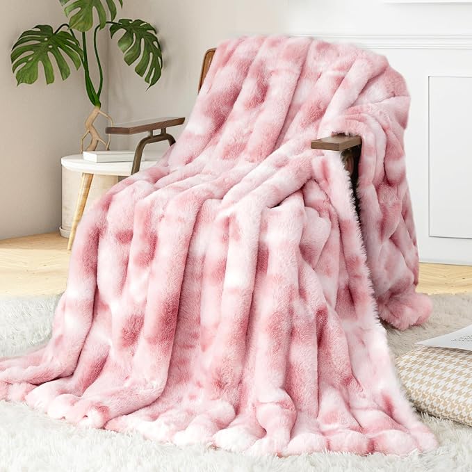 Touchat Luxury Faux Rabbit Fur Throw Blanket by TOUCHAT