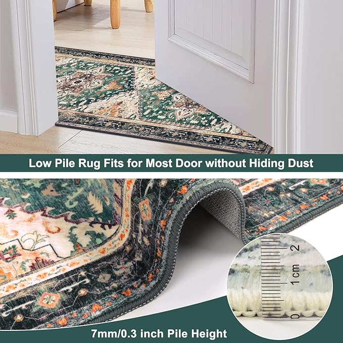 Yamaziot Washable Area Rug, 2x3 Small Entryway Rug Non-Slip Boho Vintage Rug - Image 4