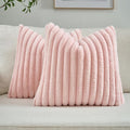 FUTEI Pink Decorative Throw Pillow Covers Set of 2, 26x26 Inch Soft Fluffy Faux by FUTEI