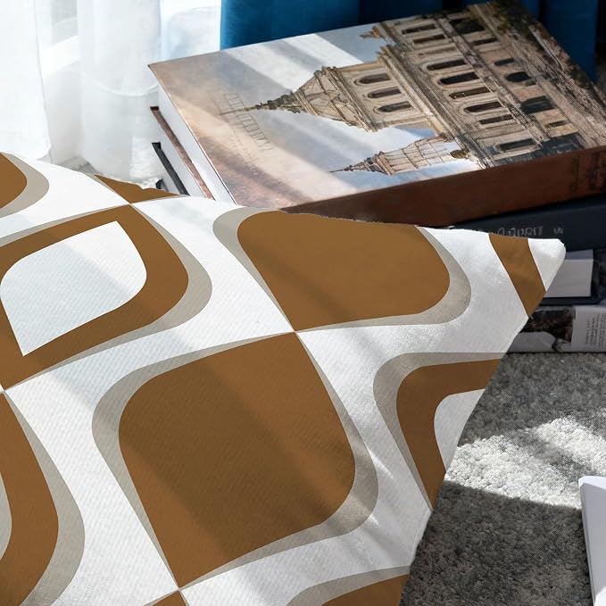 Hexagram Brown Geometric Pillow Covers 18x18 Set of 4, Decorative Outdoor - Image 4