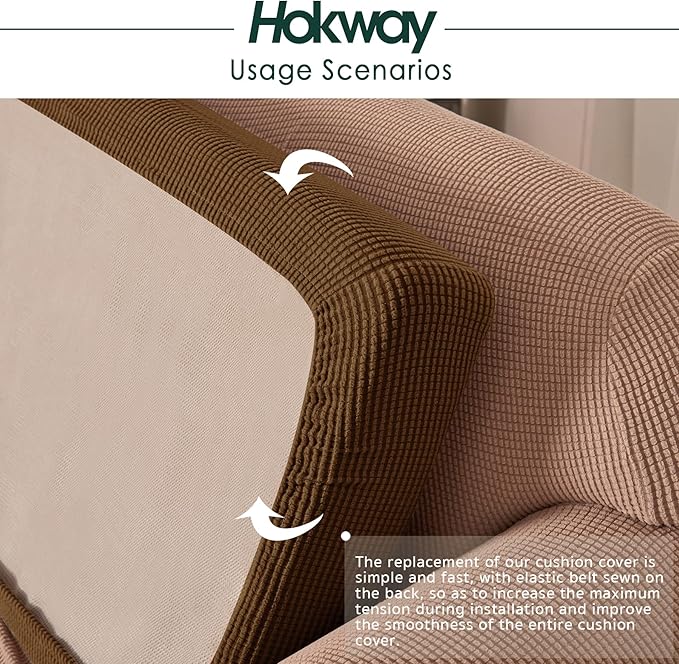 Hokway Stretch Couch Cushion Slipcovers Reversible Cushion Replacement - Image 5