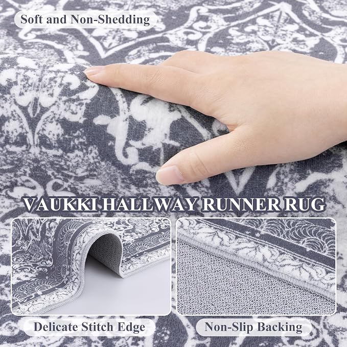 Vaukki Hallway Runner Rug, Vintage Shaggy Soft Laundry Rug Runner, Non Slip - Image 3