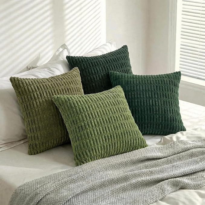 Fancy Homi Set of 4 Green Boho Spring Decorative Throw Pillow Covers 20x20 Inch - Image 8