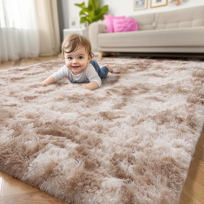Amdrebio Tie-Dyed Beige Tan Area Rugs - Image 8