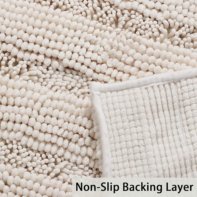 Turquoize Chenille Bath Rugs Shaggy Non Slip Bath Mat 17 x 24 Extra Soft - Image 4