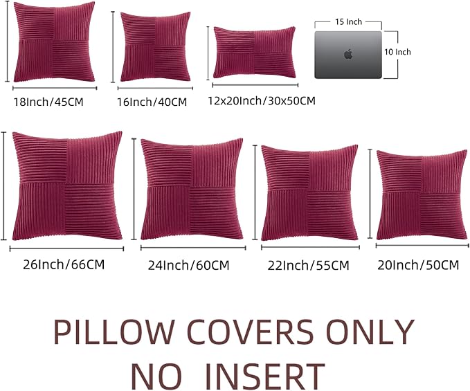 Fancy Homi 2 Packs Burgundy Red Decorative Throw Pillow Covers 18x18 Inch - Image 6