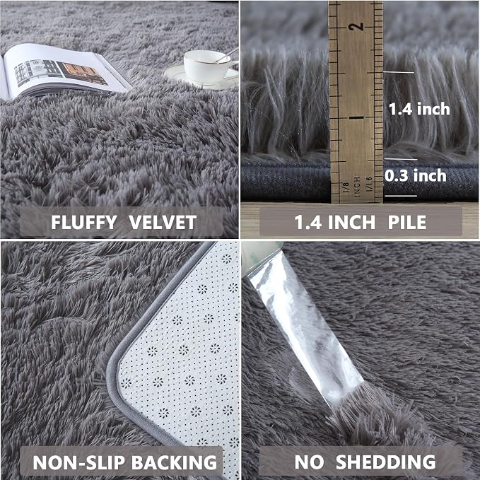 Gray Shag Area Rugs 8x10 - Image 4