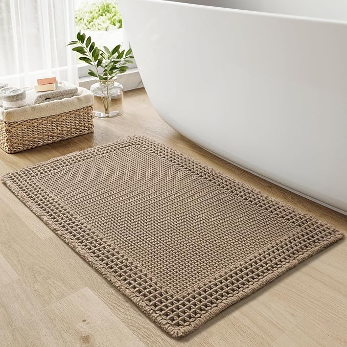 RESARE Waffle Bathroom Runner Rugs, Super Absorbent Bath Mat Non Slip Washable by Resare