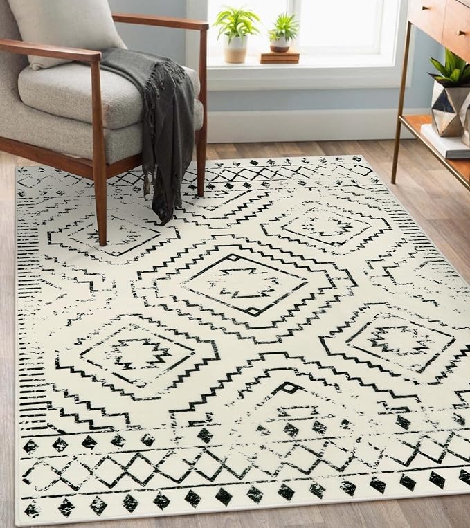 Wonnitar Moroccan 4x6 Area Rug, Washable Soft Large Rug by Wonnitar