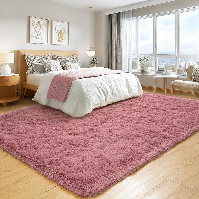 8x10 Area Rugs for Living Room Bedroom, Ultra Soft Fluffy Pink Large Rug Carpet - Image 4