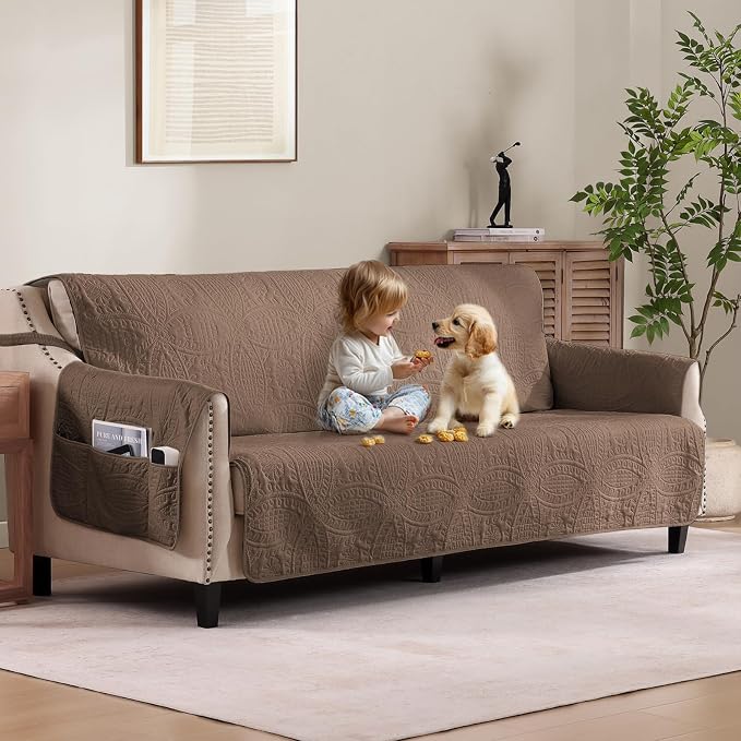 Quilted Grand Sofa Covers Washable, Couch Cover by Pamhaven