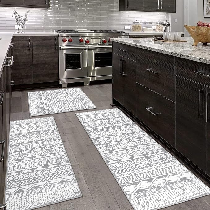 HEBE Farmhouse Kitchen Rugs Sets of 3 Non Slip Washable Boho Kitchen Rugs and - Image 7