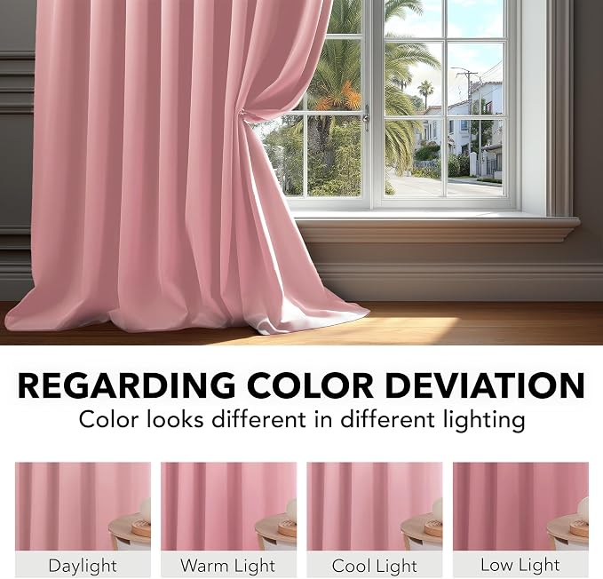 Deconovo Blackout Curtains, Thermal Insulated, W52 x L108 2 Panels, Back Tab - Image 6