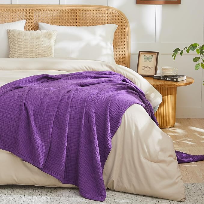 EMME Cotton Muslin King Blanket Big Oversized Bed Layering Bedspread Coverlet - Image 6