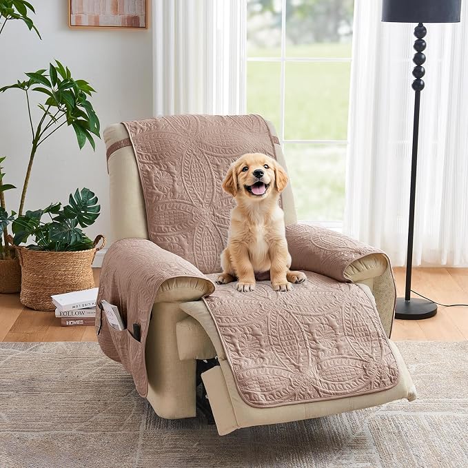 Quilted Recliner Chair Covers, Water-Repellent Recliner Slipcovers, Recliner by Pamhaven